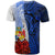 Tonga Polynesian T Shirt Coat of Arm With Hibiscus Blue - Polynesian Pride