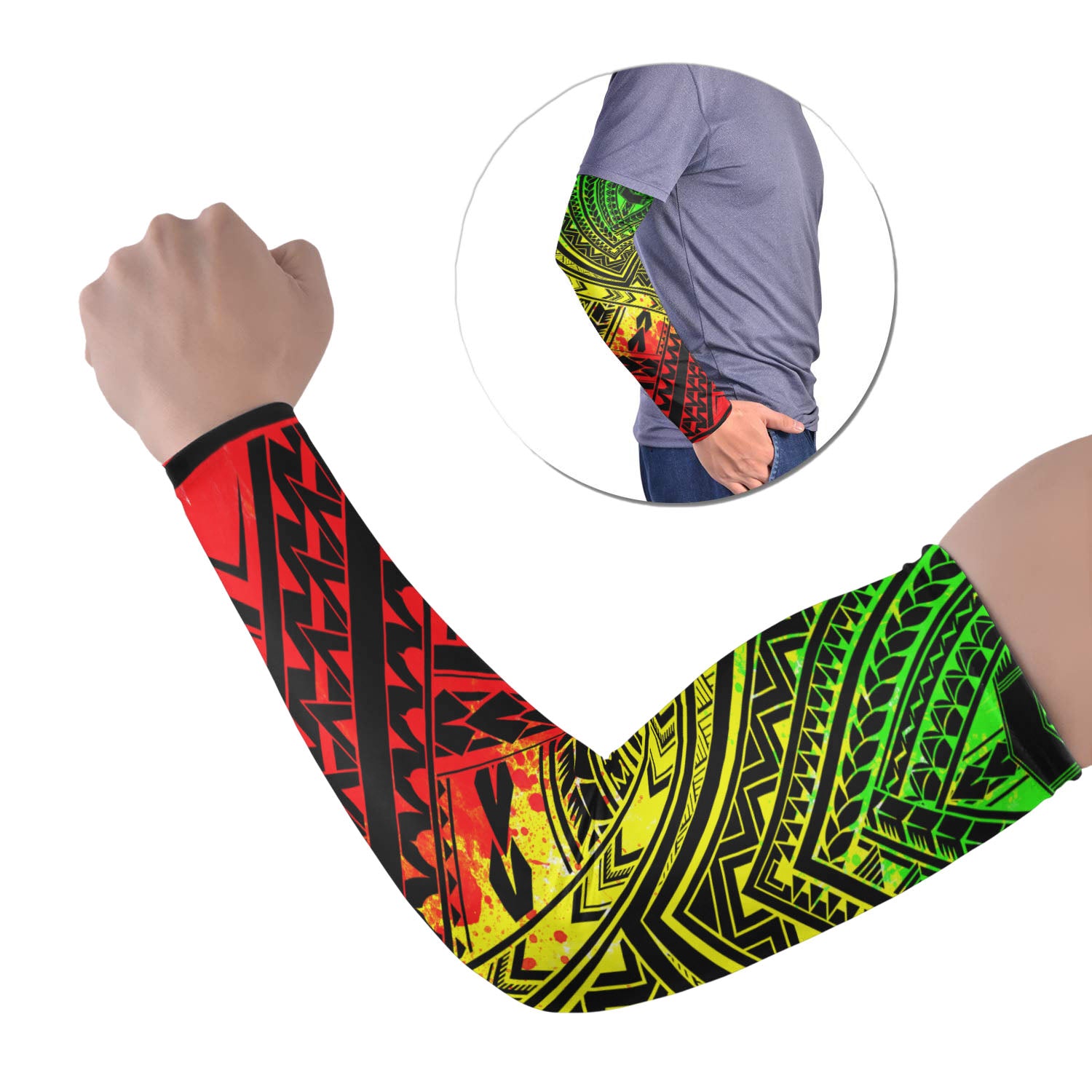 Polynesian Tribal Tattoo Arm Sleeve 43 (Set of Two) Colorful No.31 LT6 Set of 2 Black - Polynesian Pride