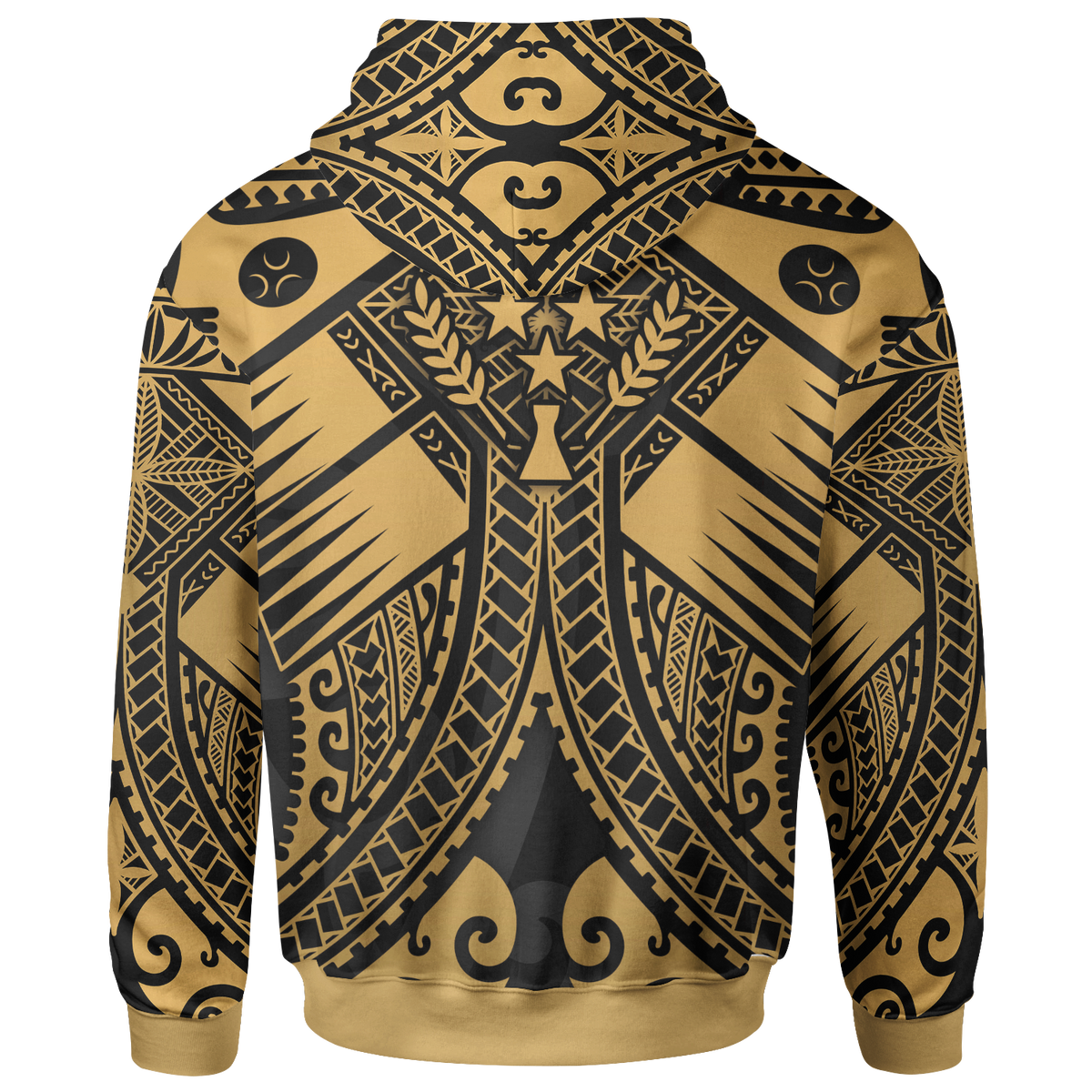 Kosrae Zip up Hoodie Gold Seal with Polynesian Tattoo - Polynesian Pride
