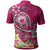 Samoa Polo Shirt Turtle Plumeria (Pink) - Polynesian Pride