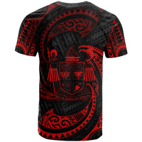 Fiji Polynesian All Over T Shirt Red Tribal Wave - Polynesian Pride