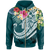 Tonga Polynesian Zip up Hoodie Summer Plumeria (Turquoise) Unisex Turquoise - Polynesian Pride