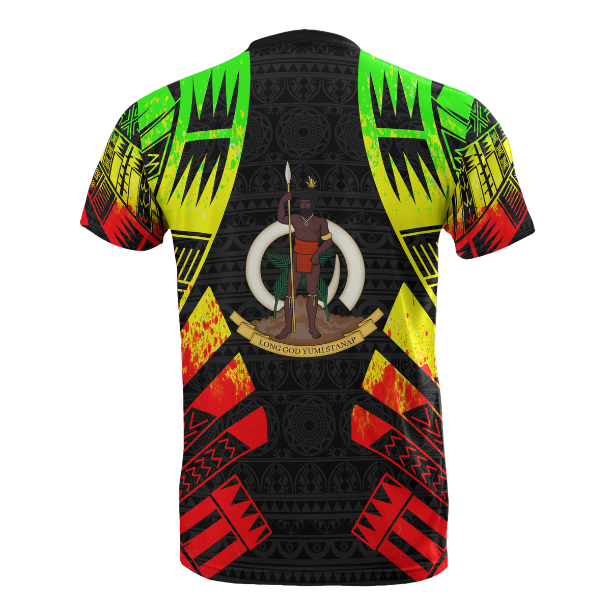 Vanuatu T Shirt Vanuatuan Coat of Arms Polynesian Tattoo Reggae Style - Polynesian Pride