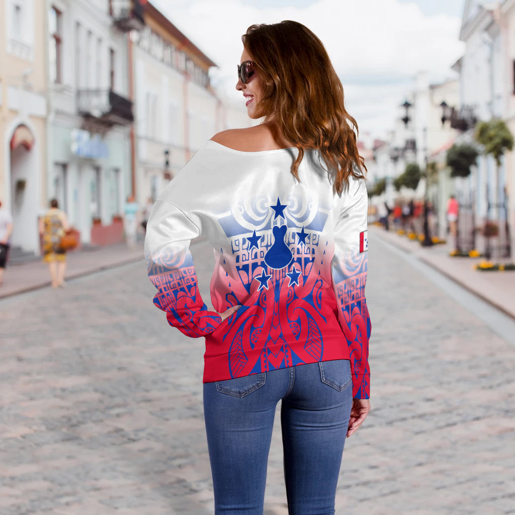 Austral Islands Tribal Tattoo Women Off Shoulder Sweater - LT12 - Polynesian Pride