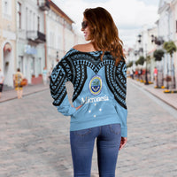 Federated States of Micronesia Women Off Shoulder Sweater - Micronesia Pattern - LT12 - Polynesian Pride