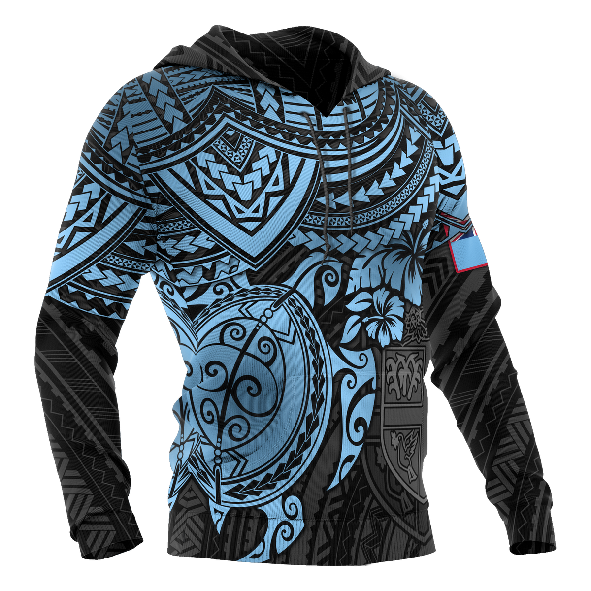 Fiji Polynesian Hoodie Blue Turtle - Polynesian Pride