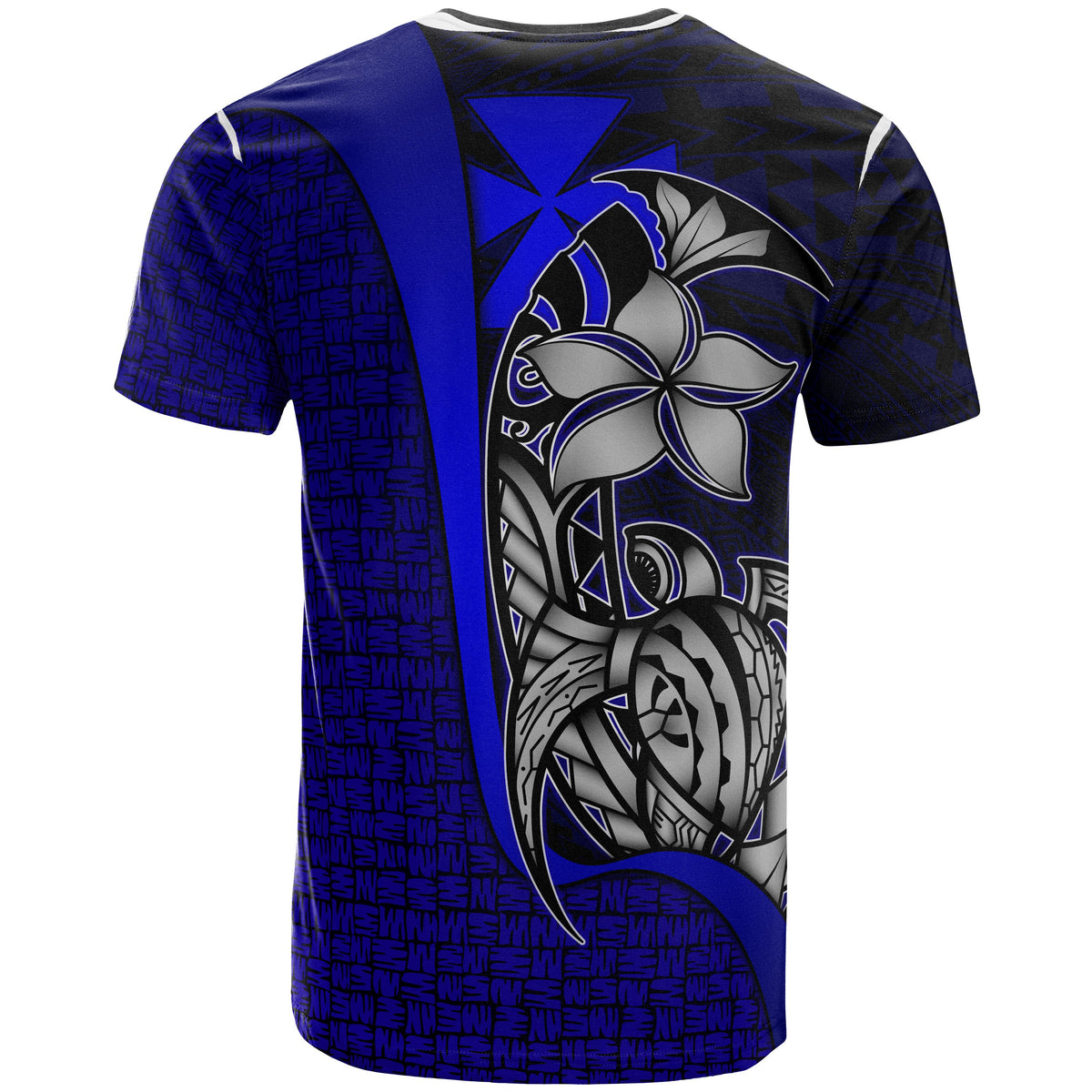 Wallis and Futuna Polynesian T Shirt Blue Turtle with Hook - Polynesian Pride