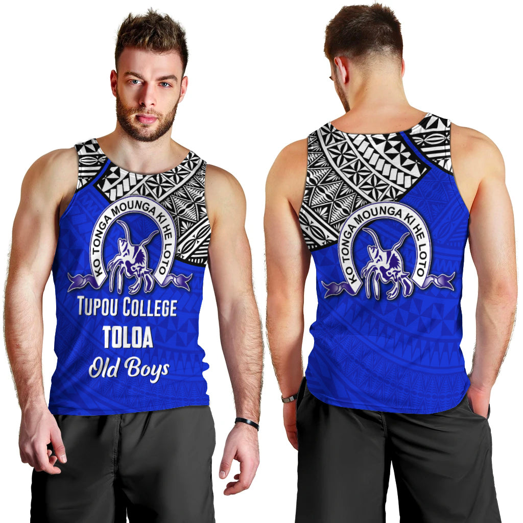 Tupou College Toloa Old Boys Men Tank Top LT4 Blue - Polynesian Pride