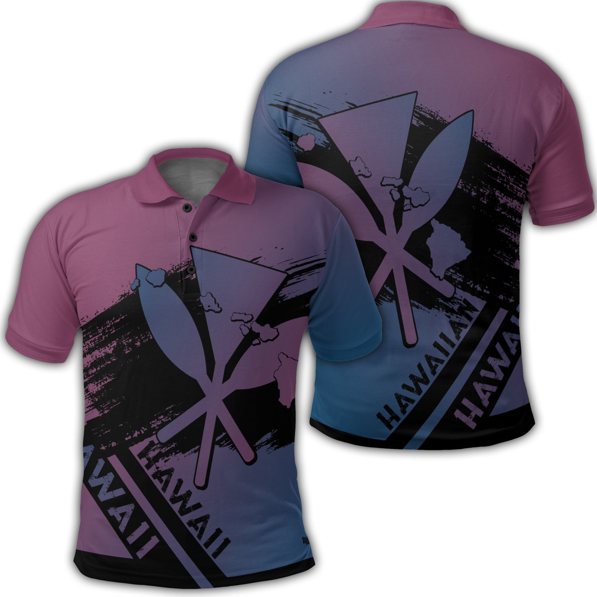 Hawaiian Map Kanaka Identifier Polo Shirt Special Edition Unisex Purple Gradient - Polynesian Pride