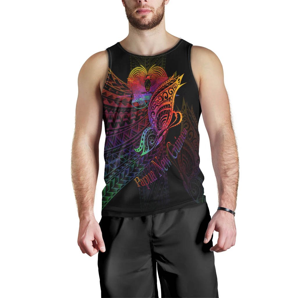 Papua New Guinea Men Tank Top - Butterfly Polynesian Style Black - Polynesian Pride