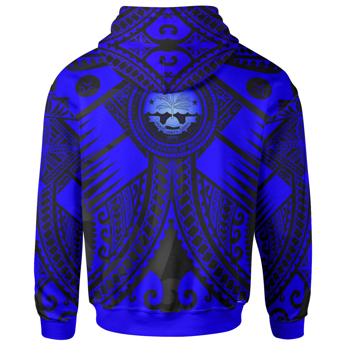 FSM Zip up Hoodie Blue Seal with Polynesian Tattoo - Polynesian Pride