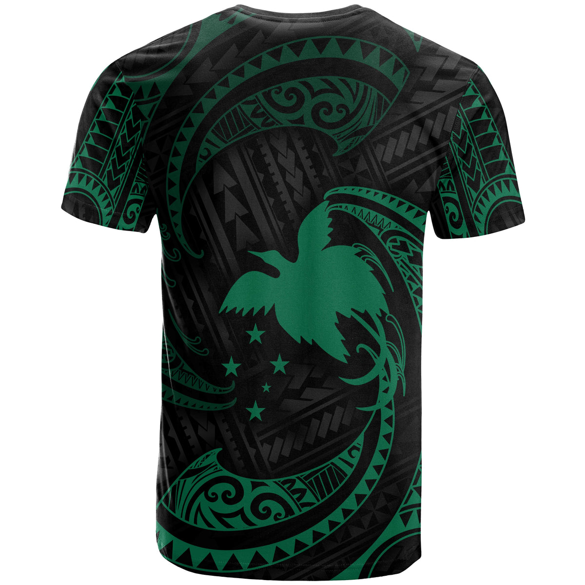 Papua New Guinea Polynesian Custom T Shirt Green Tribal Wave - Polynesian Pride