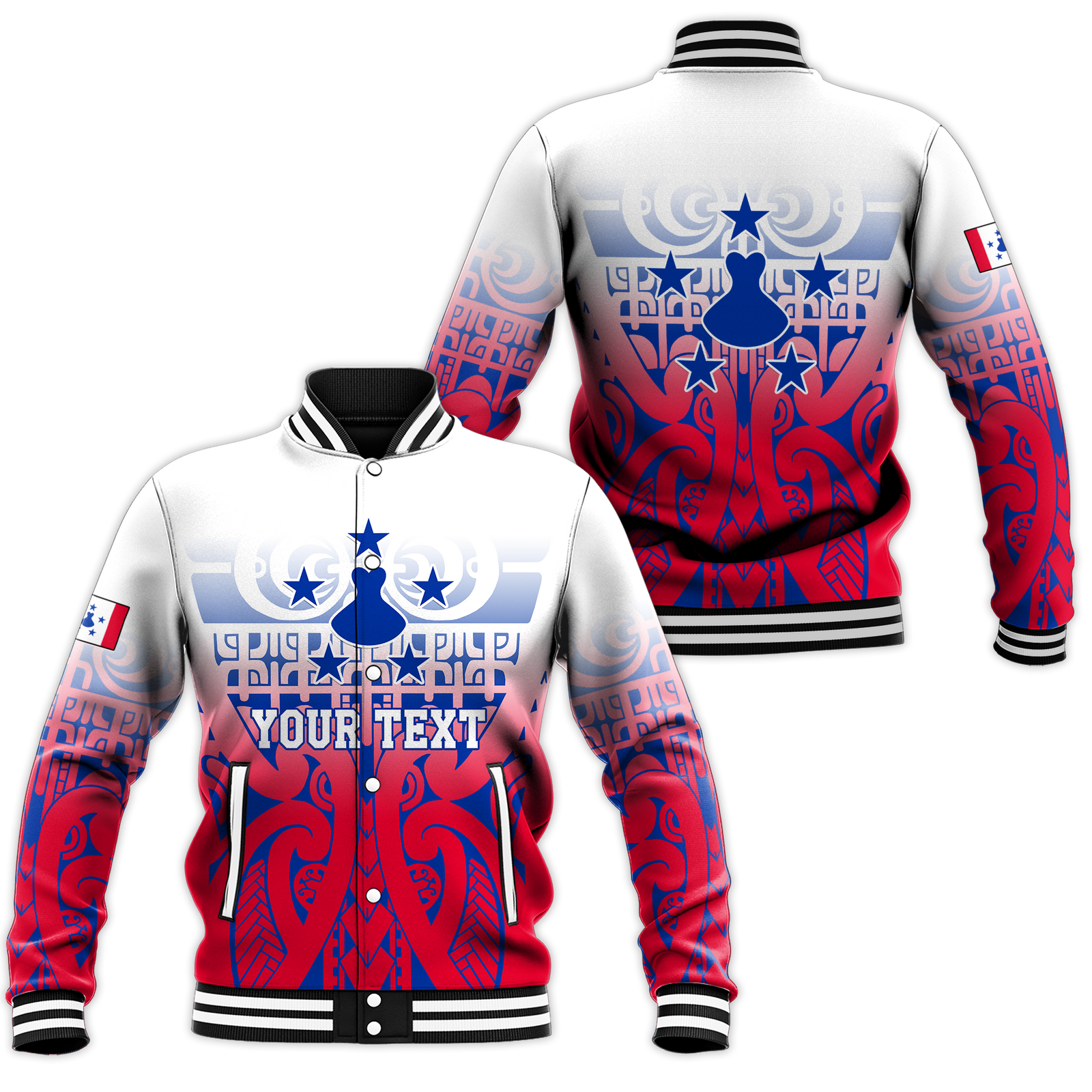 (Custom Personalised) Austral Islands Tribal Baseball Jacket - LT12 Unisex Red - Polynesian Pride