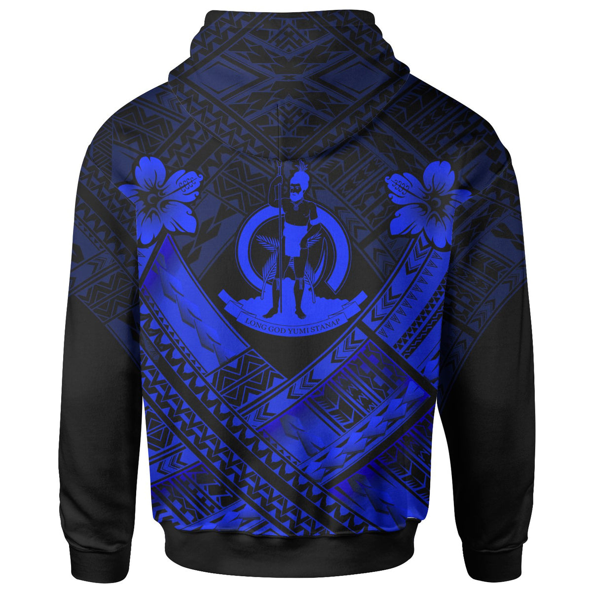 Vanuatu Custom Polynesian Zip up Hoodie Vanuatu Blue Seal Camisole Hibiscus Style - Polynesian Pride