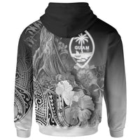 Guam Zip up Hoodie Humpback Whale with Tropical Flowers (White) - Polynesian Pride