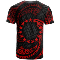 Cook Islands Polynesian Custom T Shirt Red Tribal Wave - Polynesian Pride