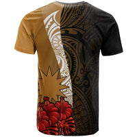 Nauru Polynesian T Shirt Coat Of Arms With Hibiscus Gold - Polynesian Pride