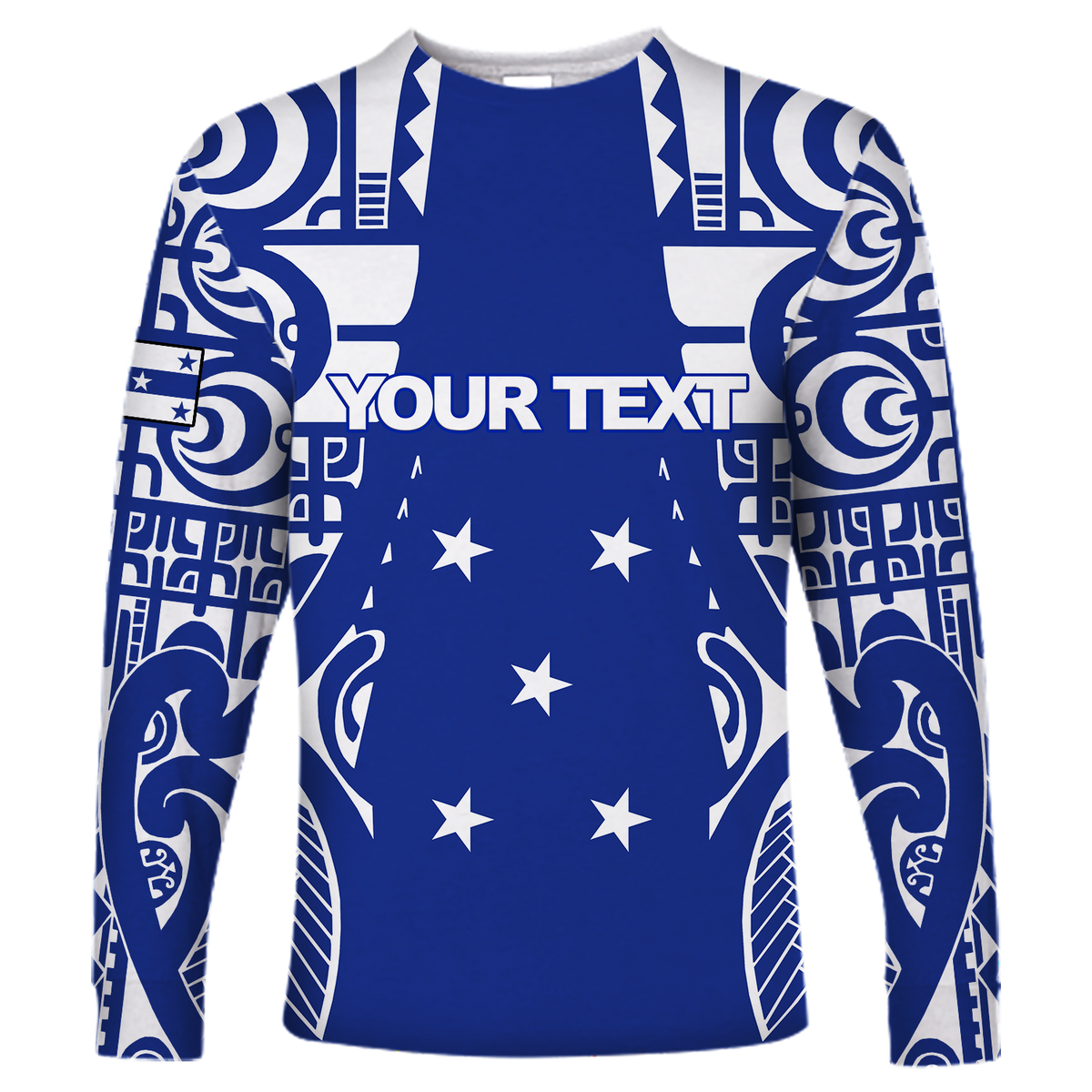 (Custom Personalised) Gambier Islands Tribal Long Sleeve Shirt - LT12 Unisex Blue - Polynesian Pride