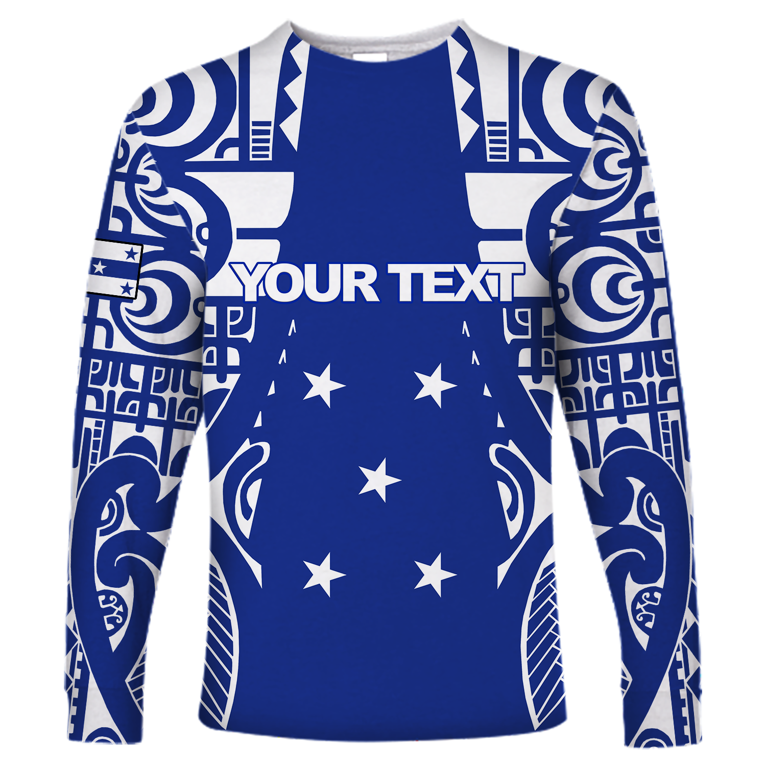 (Custom Personalised) Gambier Islands Tribal Long Sleeve Shirt - LT12 Unisex Blue - Polynesian Pride