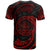 Palau Polynesian All Over T Shirt Red Tribal Wave - Polynesian Pride