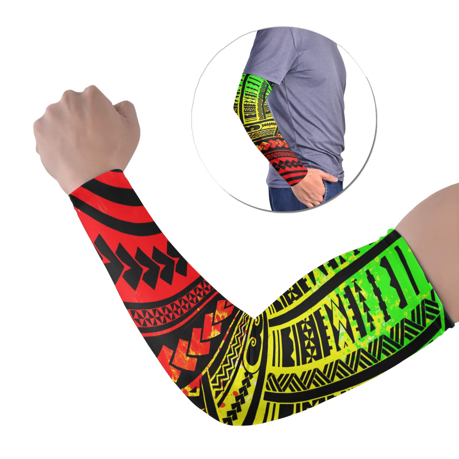 Polynesian Tribal Tattoo Arm Sleeve 43 (Set of Two) Colorful No.39 LT6 Set of 2 Black - Polynesian Pride