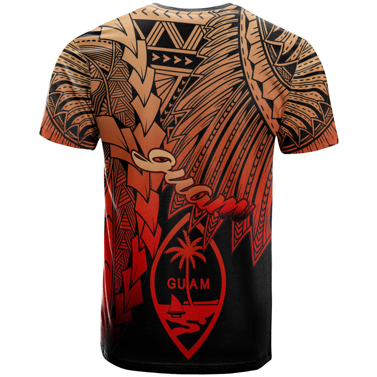 Guam Polynesian T Shirt Tribal Wave Tattoo Red Ver 2 - Polynesian Pride