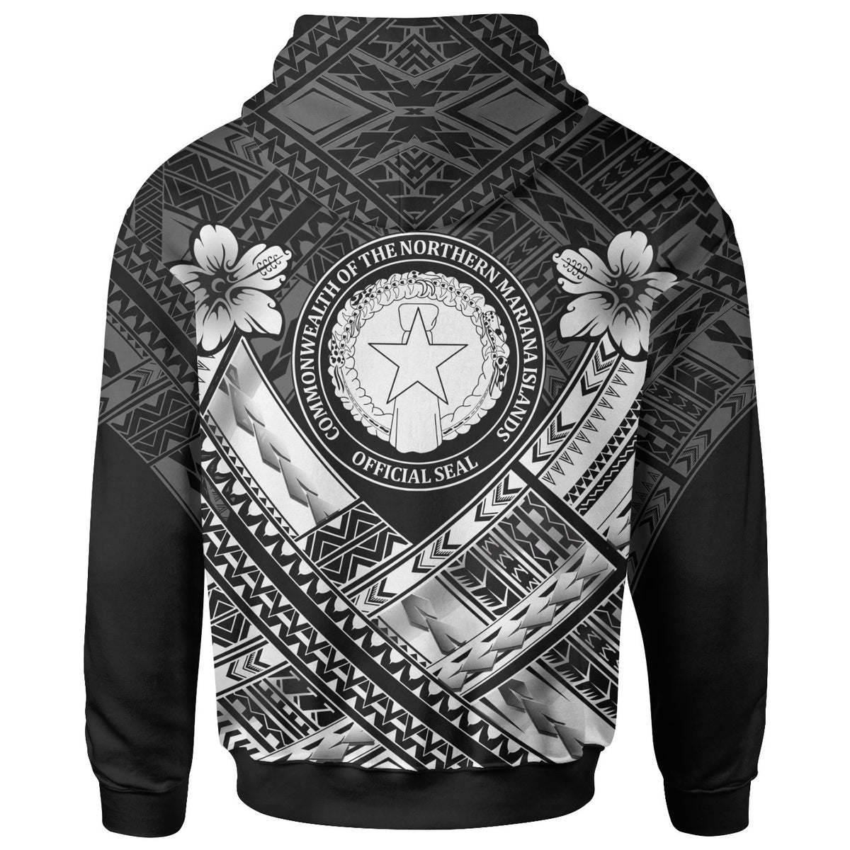 Northern Mariana Islands Hoodie CNMI Seal Camisole Hibiscus Style (White) - Polynesian Pride