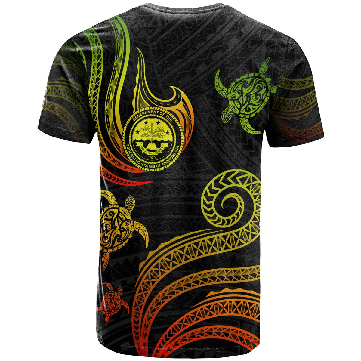Federated States of Micronesia T Shirt Polynesian Turtle With Pattern Reggae - Polynesian Pride