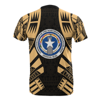 Northern Mariana Islands T Shirt C N M I FLag Polynesian Tattoo Gold Style - Polynesian Pride