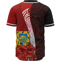 Tuvalu Polynesian Custom Personalised Baseball Shirt - Coat Of Arm With Hibiscus - Polynesian Pride