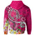 Hawaii Zip up Hoodie Turtle Plumeria Polynesian Tattoo Pink Color - Polynesian Pride