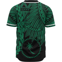 Chuuk Polynesian Baseball Shirt - Tribal Wave Tattoo Green - Polynesian Pride