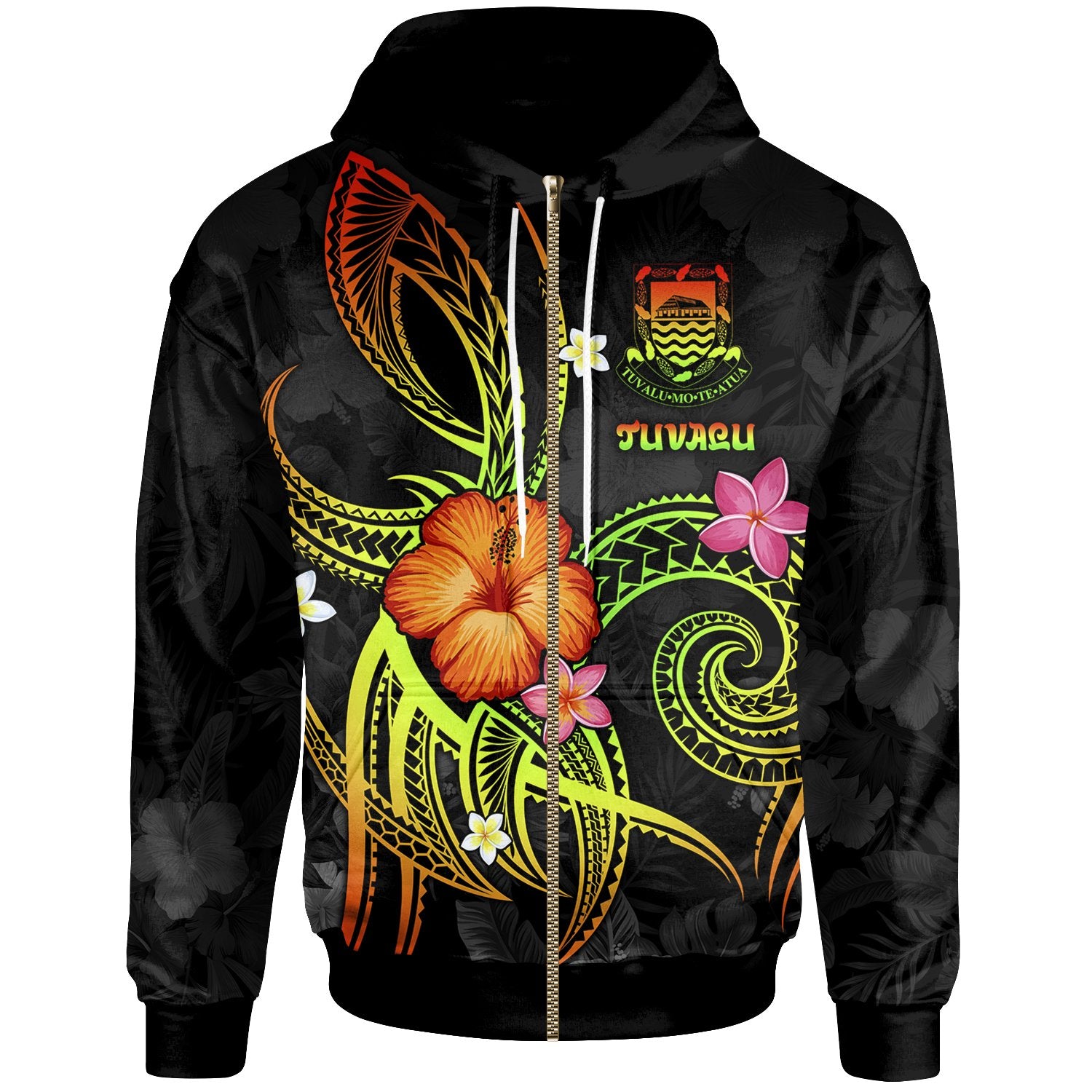 Tuvalu Polynesian Zip up Hoodie Legend of Tuvalu (Reggae) Unisex Reggae - Polynesian Pride