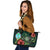 Guam Polynesian Leather Tote Bag - Green Turtle Hibiscus - Polynesian Pride