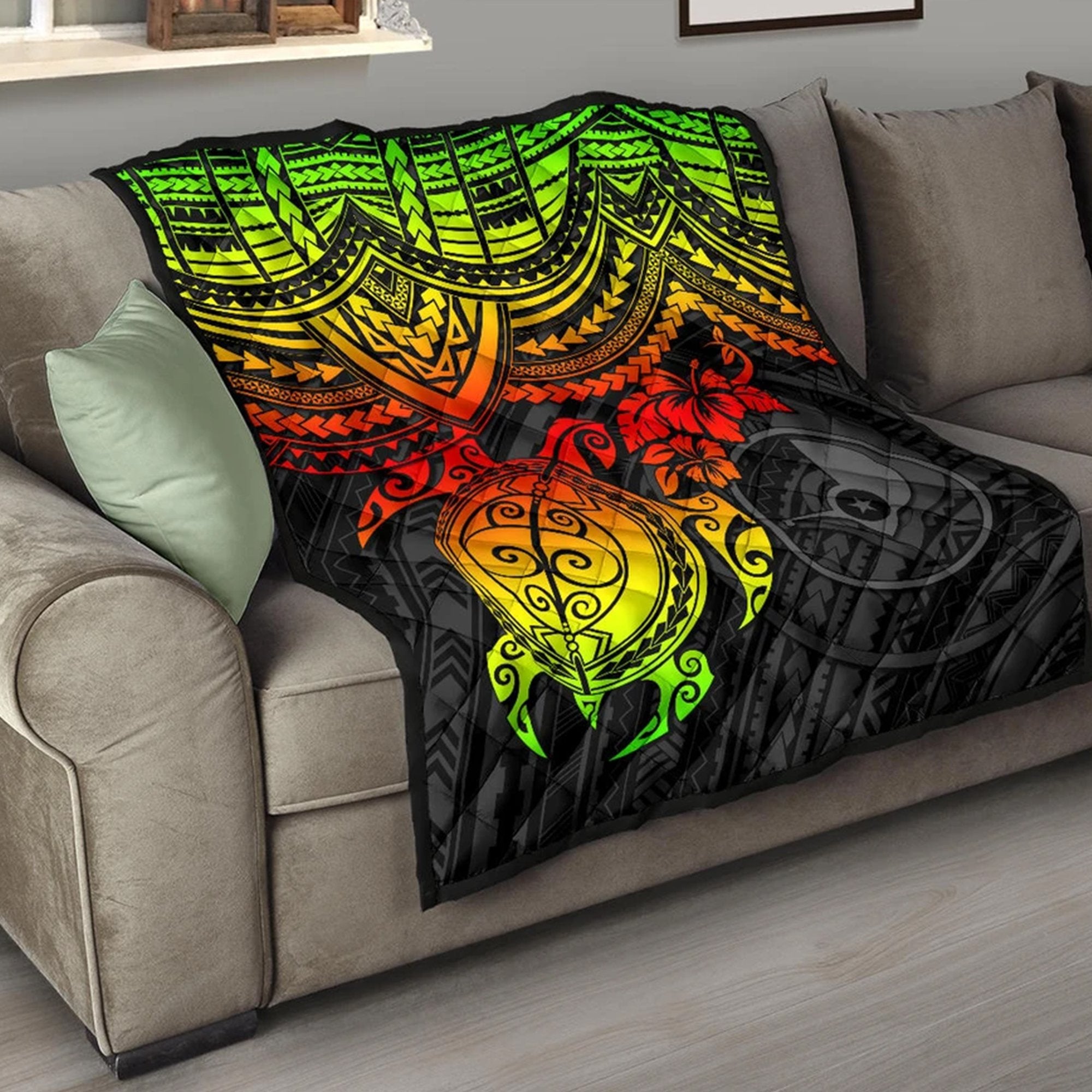 Yap Polynesian Premium Quilt - Reggae Turtle - Polynesian Pride