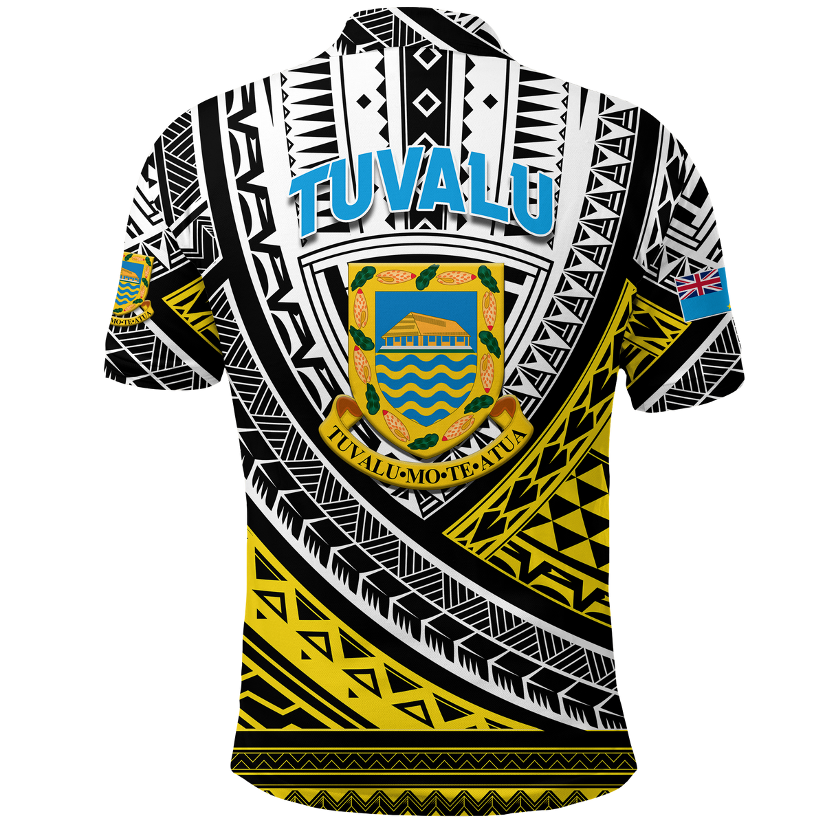 Tuvalu Polo Shirt 44th Independence Anniversary Tribal Pattern White LT12 - Polynesian Pride