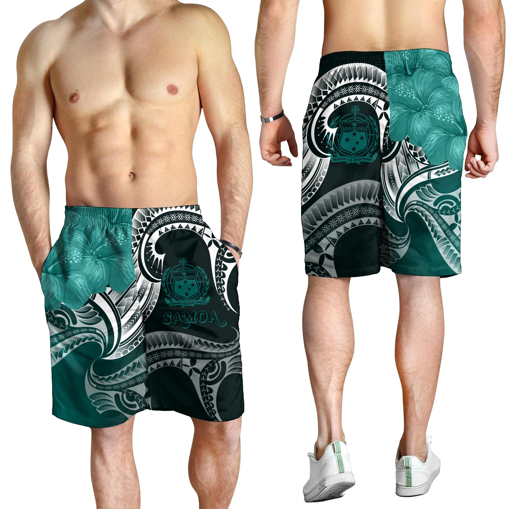 Samoa Men's Shorts - Samoa Seal Wave Style (Green) Green - Polynesian Pride