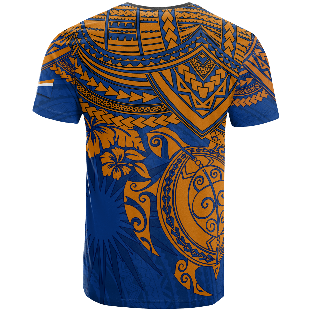 Marshall Islands Polynesian T Shirt Marshall Islands Flag Blue Turtle Hibiscus - Polynesian Pride
