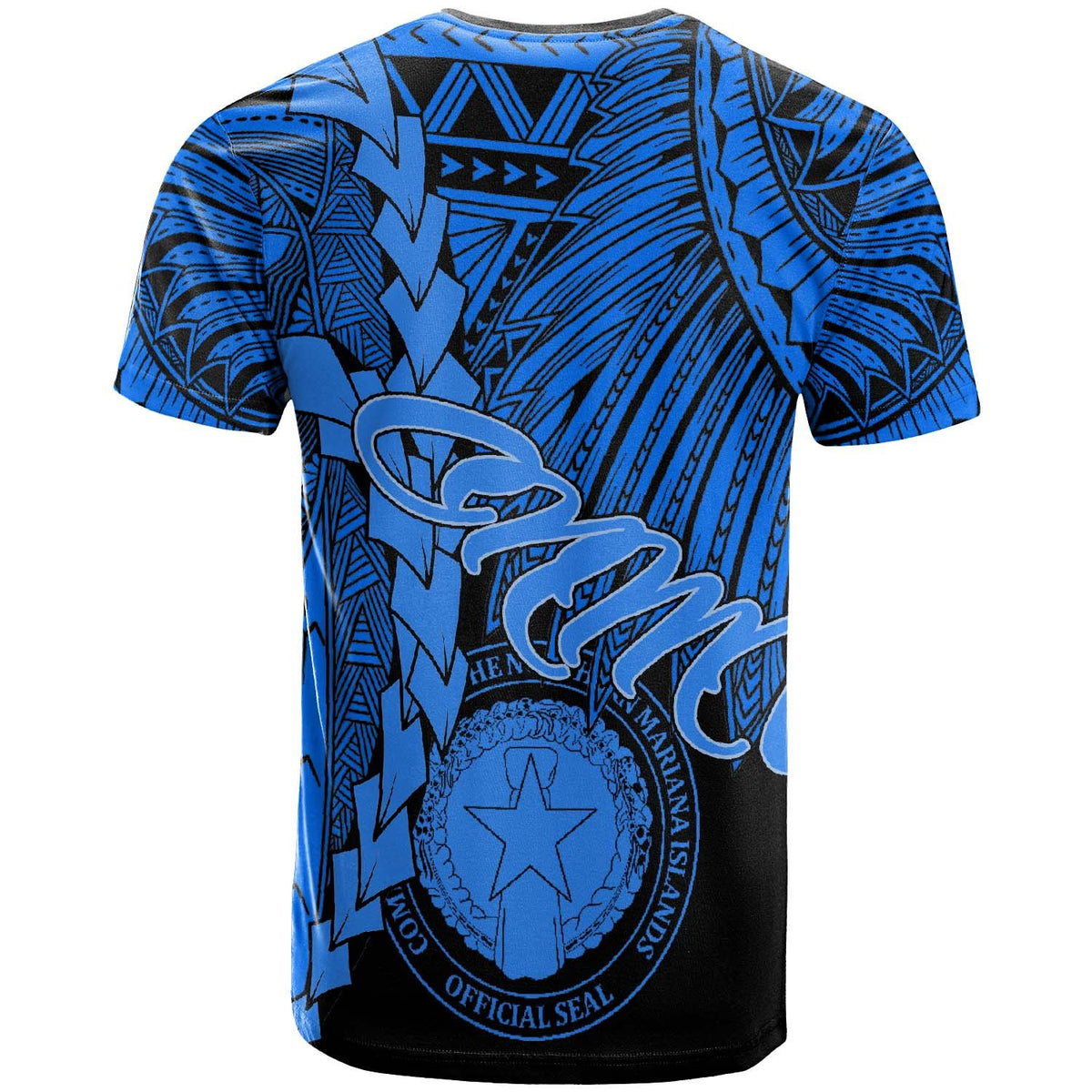 Northern Mariana Islands Polynesian Custom T Shirt Tribal Wave Tattoo Blue - Polynesian Pride
