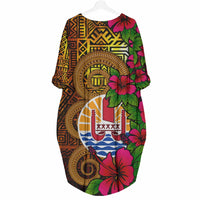 Tahiti Polynesian Custom Personalised Batwing Pocket Dress - Hibiscus Vintage - Polynesian Pride