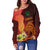 Pohnpei Women's Off Shoulder Sweater - Tribal Tuna Fish - Polynesian Pride