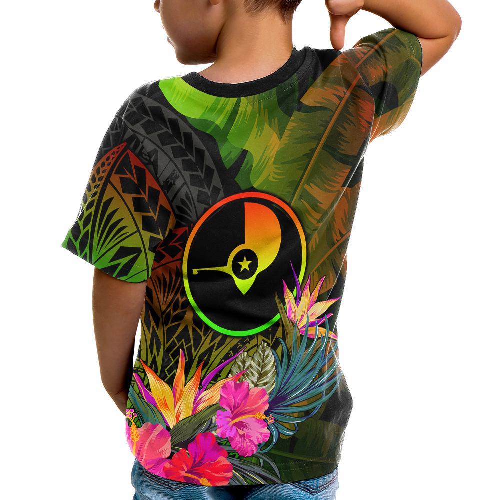 YAP Polynesian T Shirt Hibiscus and Banana Leaves - Polynesian Pride