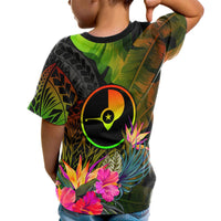 YAP Polynesian T Shirt Hibiscus and Banana Leaves - Polynesian Pride
