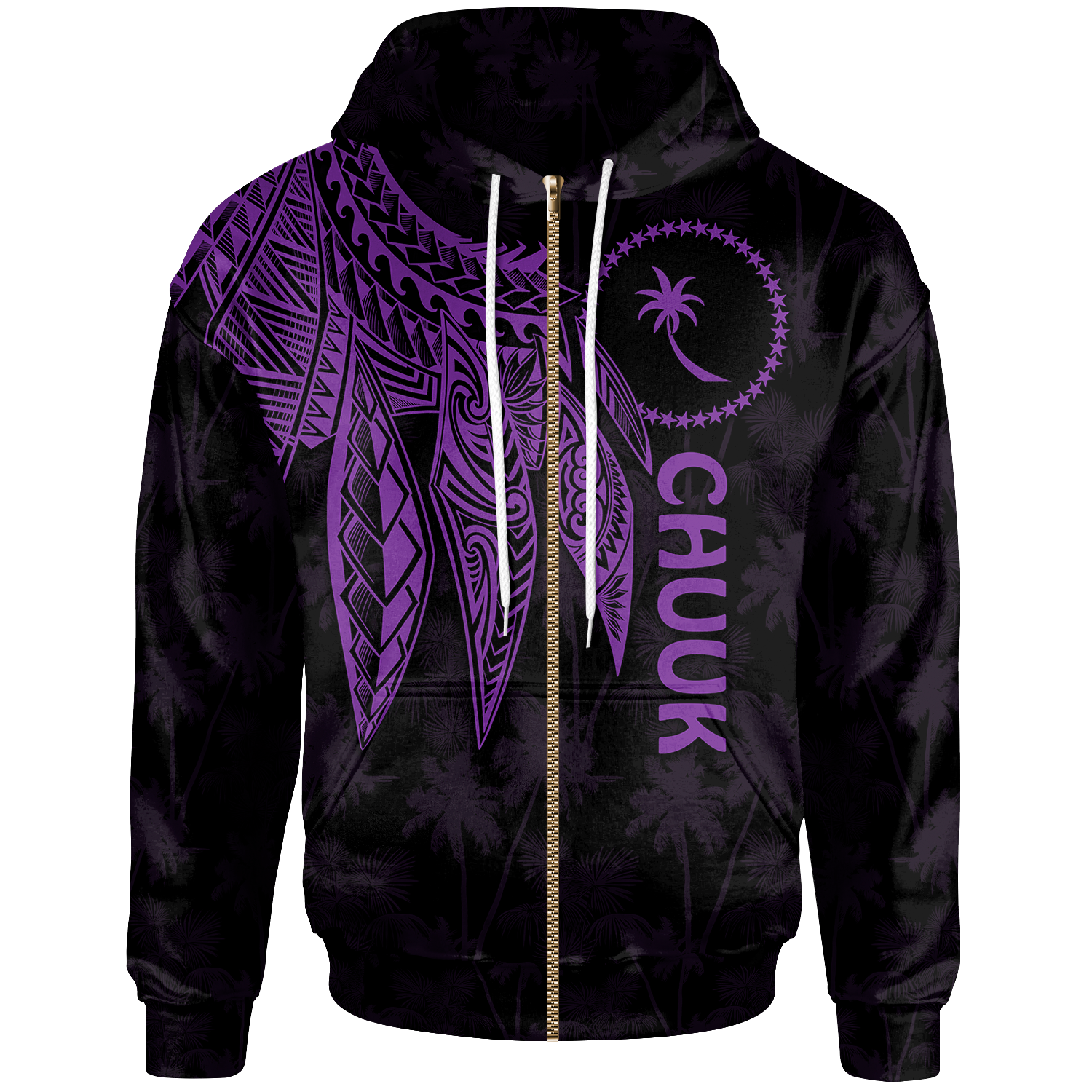 Chuuk Zip up Hoodie Polynesian Wings (Purple) Unisex Purple - Polynesian Pride