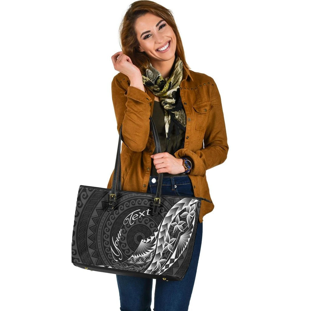 Kanaka Leather Tote - Custom Personalised Polynesian Pattern Style Black - Polynesian Pride