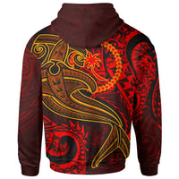 Chuuk Zip up Hoodie Red Shark Polynesian Tattoo - Polynesian Pride
