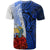 Nauru Polynesian T shirt Coat Of Arm With Hibiscus Blue - Polynesian Pride