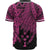 Kosrae Polynesian Baseball Shirt - Tribal Wave Tattoo Pink - Polynesian Pride