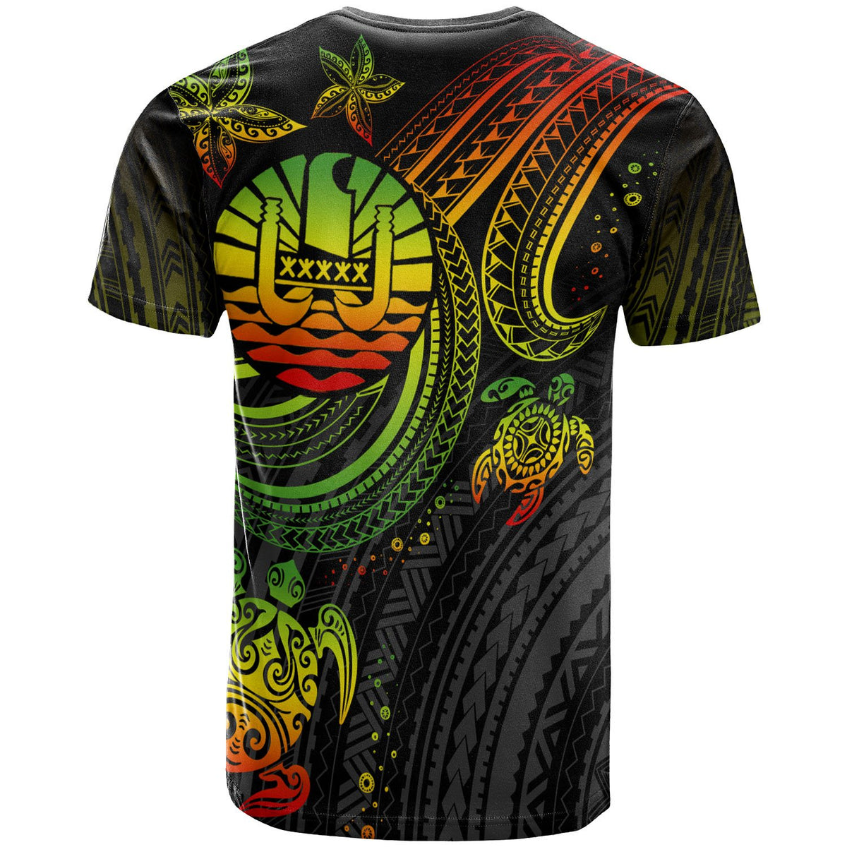 Tahiti Custom T Shirt Reggae Turtle - Polynesian Pride