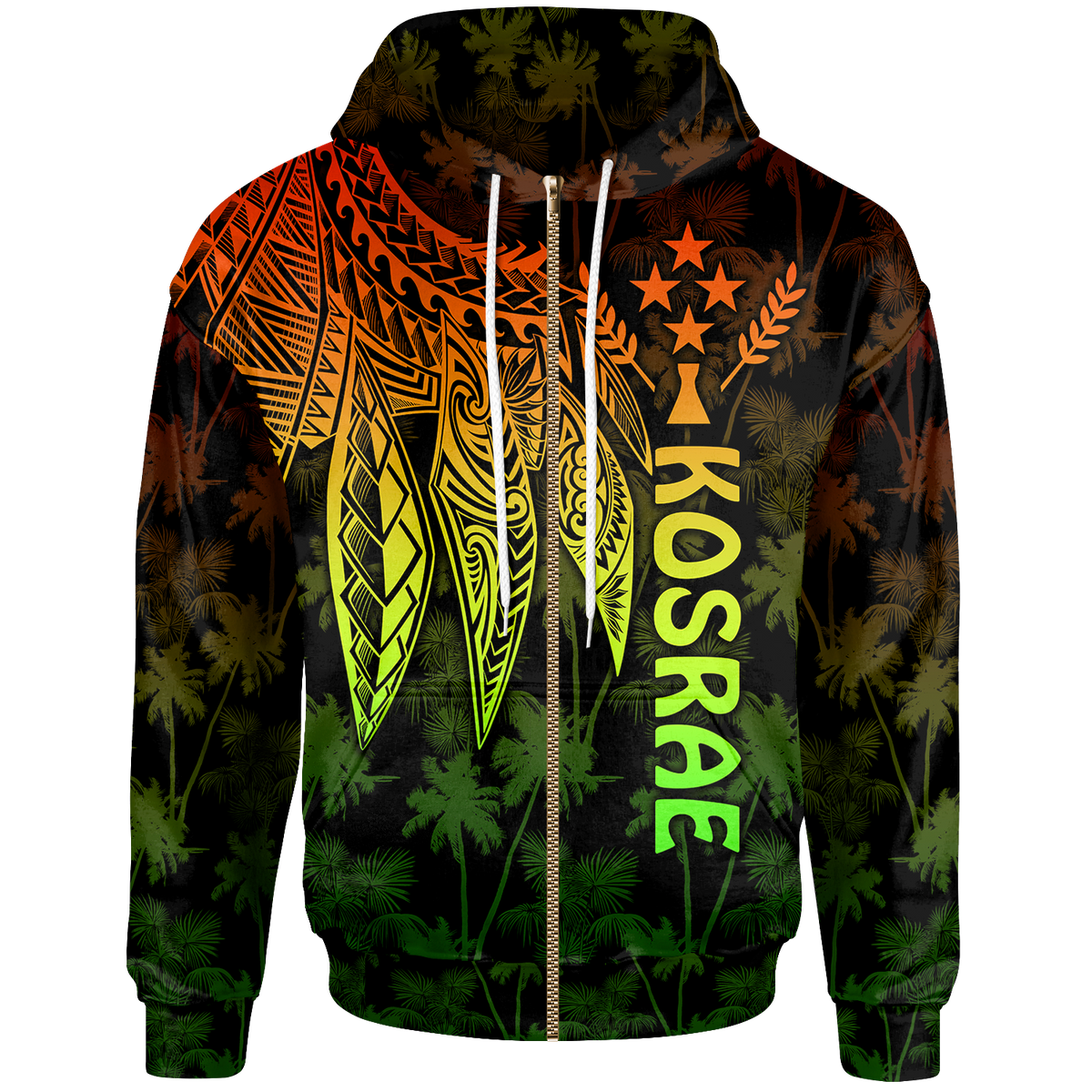 Kosrae Zip up Hoodie Polynesian Wings (Reggae) Unisex Reggae - Polynesian Pride